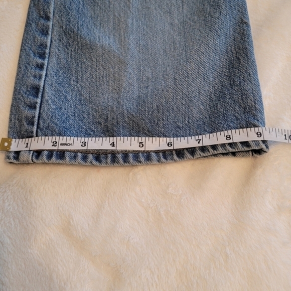 Express Vintage 7/8‎ Long High Rise Flare Blue Denim Jeans Juniors - Picture 14 of 16